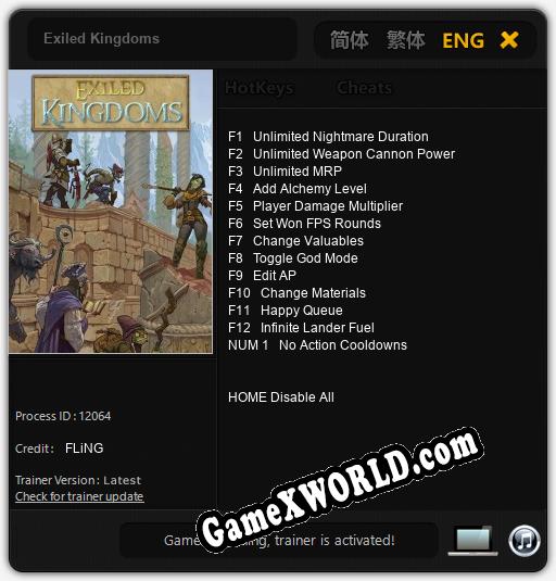 Exiled Kingdoms: ТРЕЙНЕР И ЧИТЫ (V1.0.16)