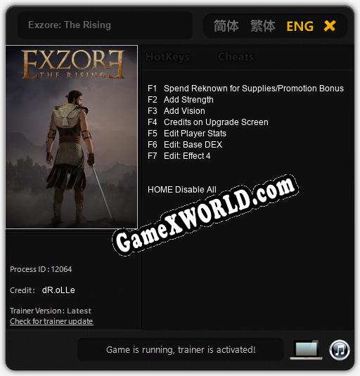 Exzore: The Rising: Трейнер +7 [v1.4]
