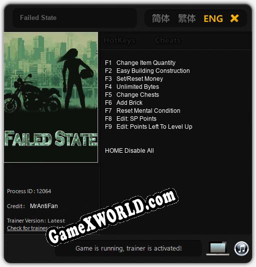 Failed State: Трейнер +9 [v1.9]
