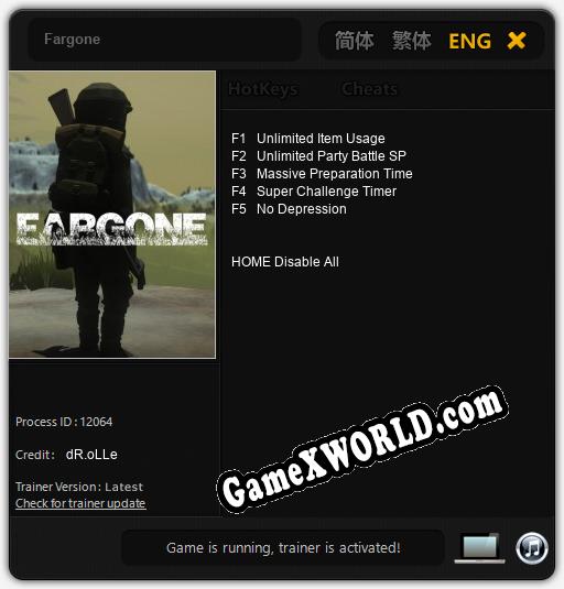 Fargone: ТРЕЙНЕР И ЧИТЫ (V1.0.4)
