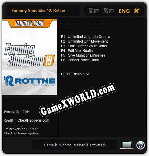 Farming Simulator 19: Rottne: ТРЕЙНЕР И ЧИТЫ (V1.0.29)