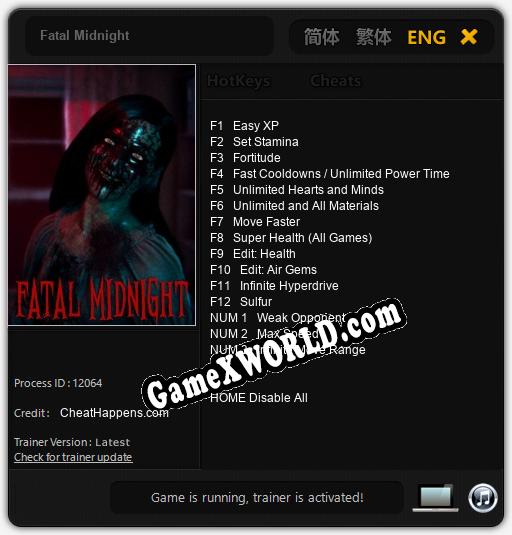 Fatal Midnight: Трейнер +15 [v1.2]