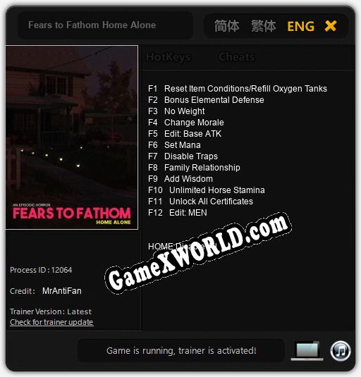 Fears to Fathom Home Alone: Трейнер +12 [v1.7]