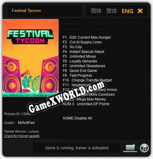 Festival Tycoon: Читы, Трейнер +15 [MrAntiFan]