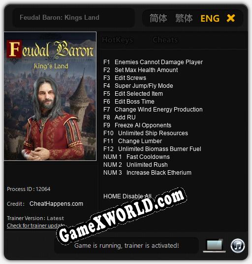 Feudal Baron: Kings Land: ТРЕЙНЕР И ЧИТЫ (V1.0.48)