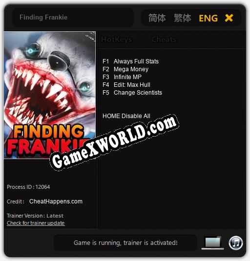 Трейнер для Finding Frankie [v1.0.1]
