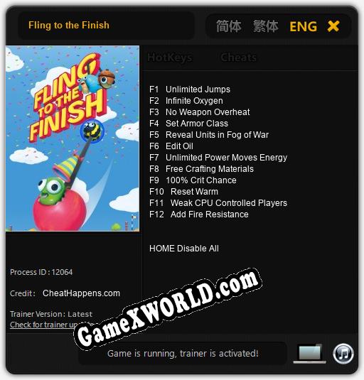 Fling to the Finish: Трейнер +12 [v1.8]