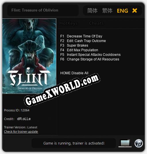 Трейнер для Flint: Treasure of Oblivion [v1.0.9]