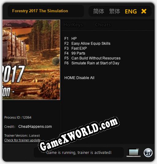 Трейнер для Forestry 2017 The Simulation [v1.0.1]
