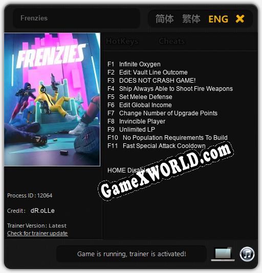 Frenzies: Трейнер +11 [v1.7]