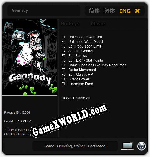 Gennady: Трейнер +11 [v1.3]