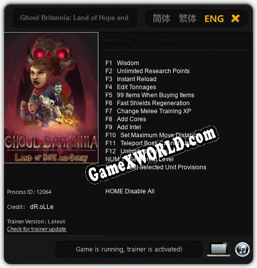 Ghoul Britannia: Land of Hope and Gorey: ТРЕЙНЕР И ЧИТЫ (V1.0.98)