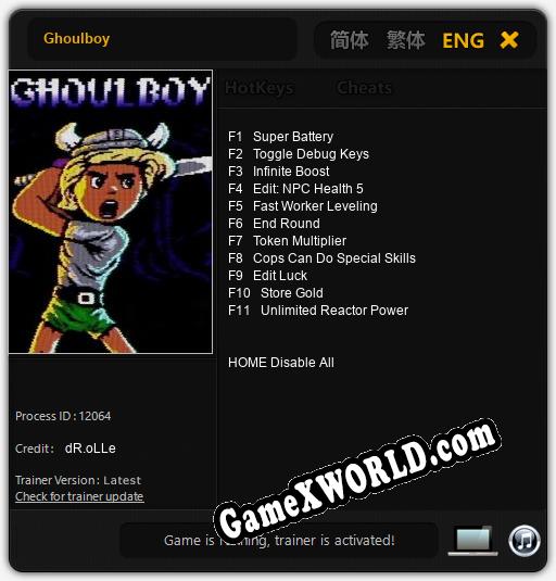 Ghoulboy: Трейнер +11 [v1.7]