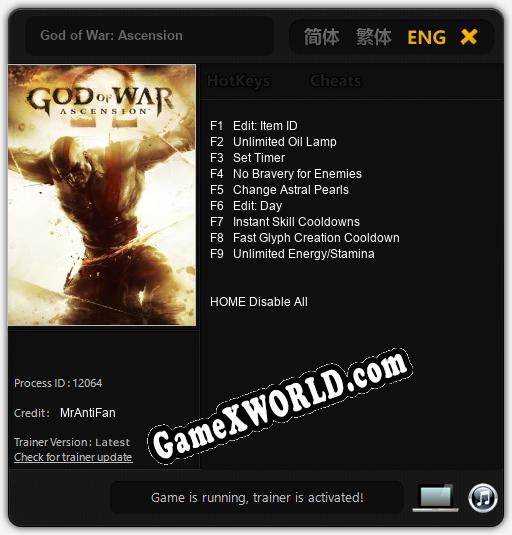 God of War: Ascension: Трейнер +9 [v1.9]
