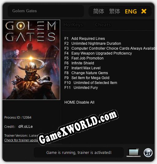 Golem Gates: Читы, Трейнер +11 [dR.oLLe]
