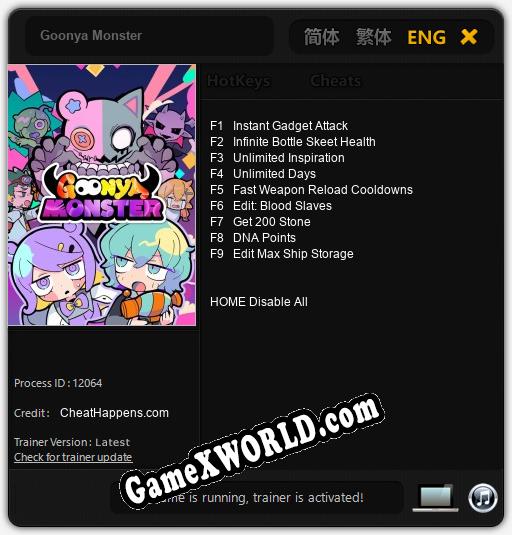 Goonya Monster: Трейнер +9 [v1.9]
