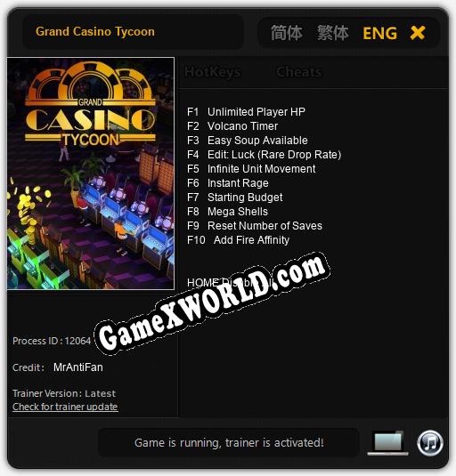 Grand Casino Tycoon: Читы, Трейнер +10 [MrAntiFan]
