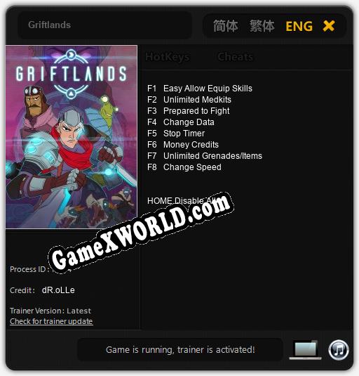 Griftlands: Трейнер +8 [v1.4]
