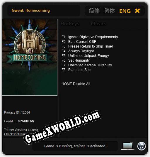 Gwent: Homecoming: ТРЕЙНЕР И ЧИТЫ (V1.0.22)