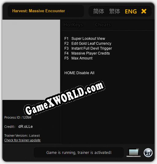 Трейнер для Harvest: Massive Encounter [v1.0.6]