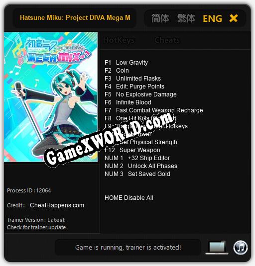 Hatsune Miku: Project DIVA Mega Mix: ТРЕЙНЕР И ЧИТЫ (V1.0.64)