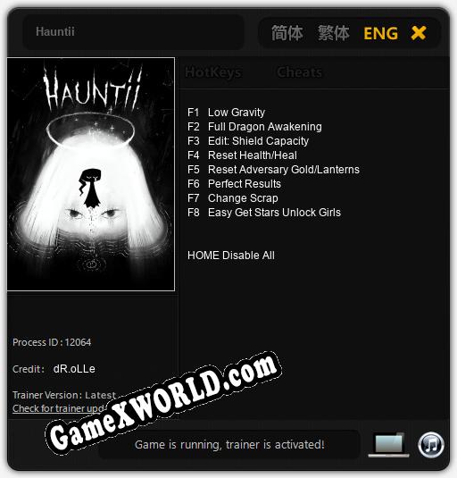 Hauntii: Трейнер +8 [v1.2]