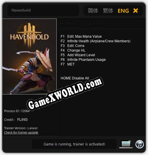 Havenhold: ТРЕЙНЕР И ЧИТЫ (V1.0.37)