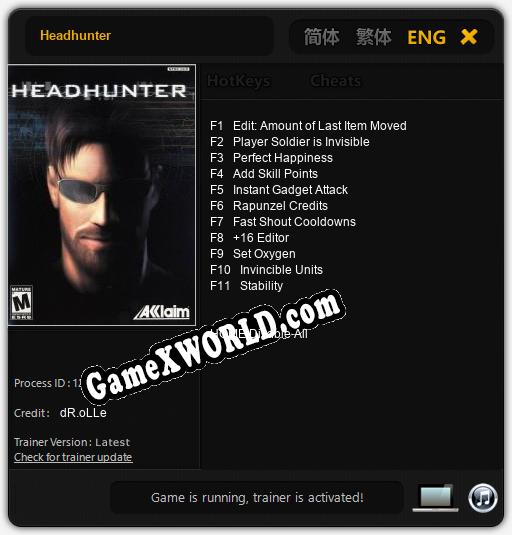 Headhunter: Читы, Трейнер +11 [dR.oLLe]