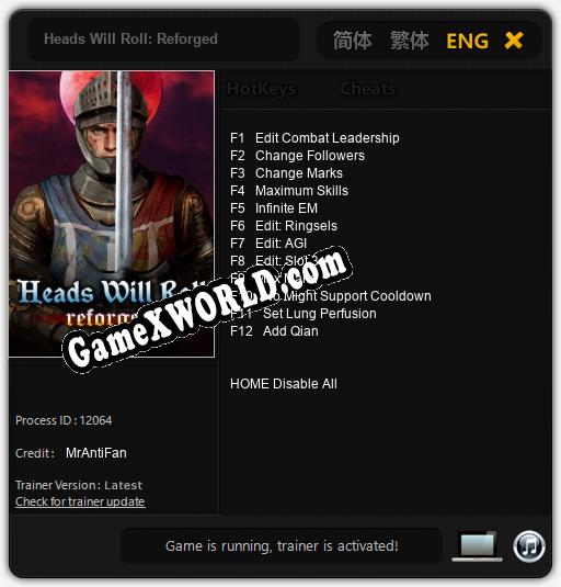 Heads Will Roll: Reforged: Читы, Трейнер +5 [CheatHappens.com]