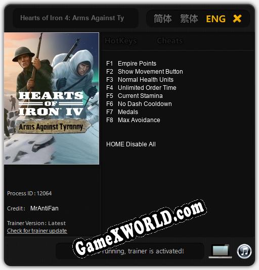 Трейнер для Hearts of Iron 4: Arms Against Tyranny [v1.0.3]