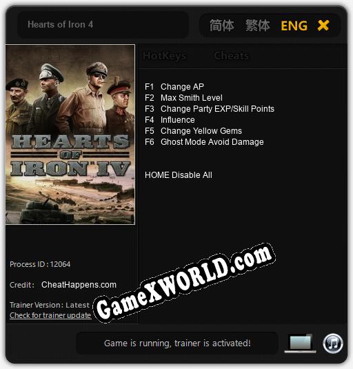 Трейнер для Hearts of Iron 4 [v1.0.3]