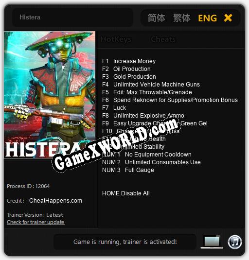 Histera: Трейнер +15 [v1.8]