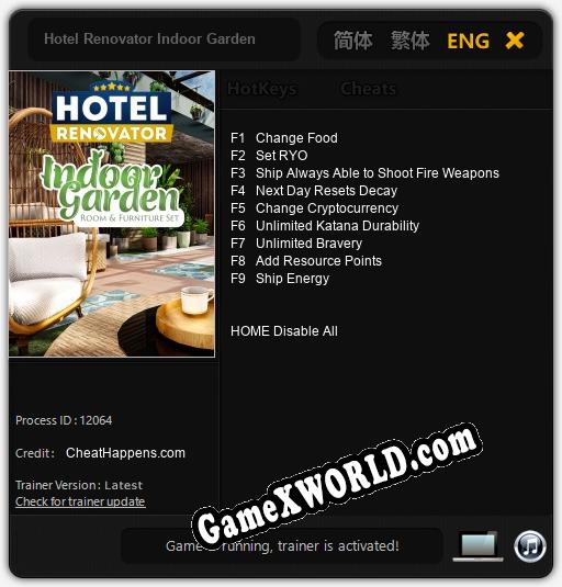 Hotel Renovator Indoor Garden: ТРЕЙНЕР И ЧИТЫ (V1.0.36)