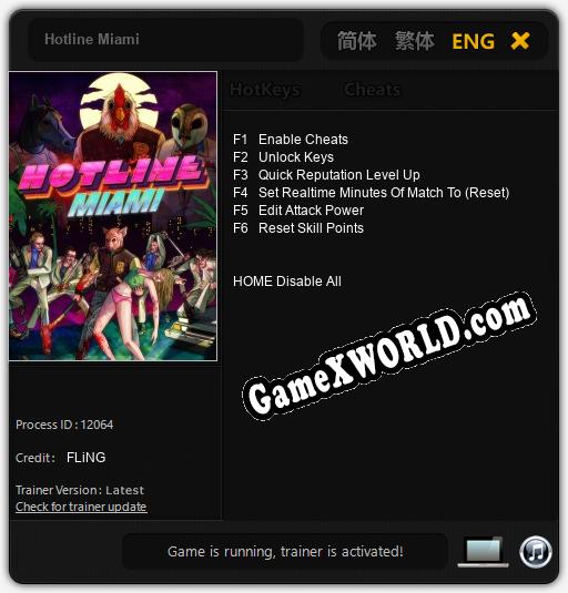 Hotline Miami: Трейнер +6 [v1.8]