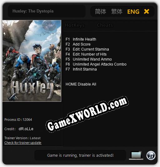 Huxley: The Dystopia: ТРЕЙНЕР И ЧИТЫ (V1.0.78)