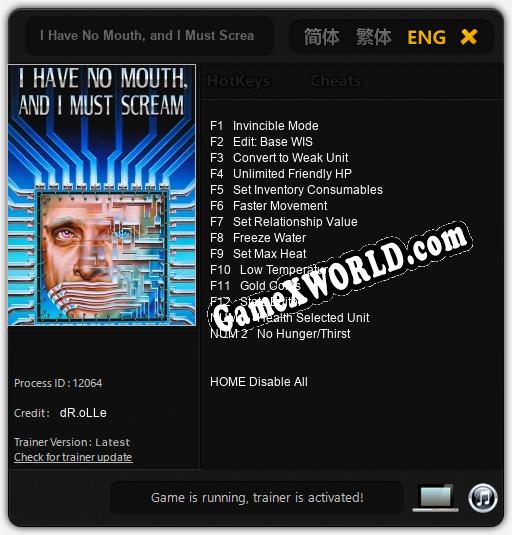 I Have No Mouth, and I Must Scream: Трейнер +14 [v1.2]