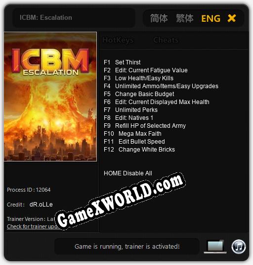 ICBM: Escalation: Читы, Трейнер +12 [dR.oLLe]