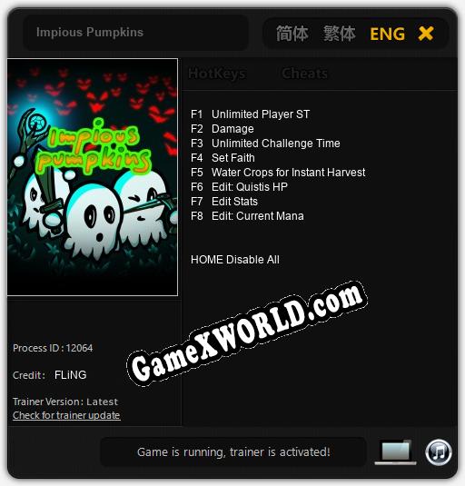 Трейнер для Impious Pumpkins [v1.0.6]