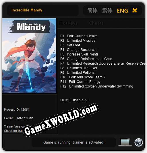 Incredible Mandy: Читы, Трейнер +12 [MrAntiFan]