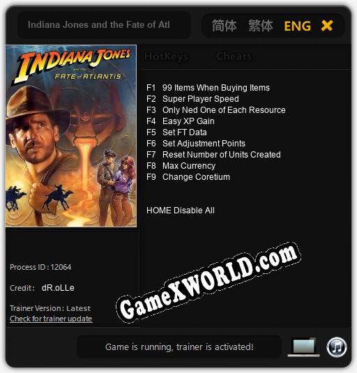 Indiana Jones and the Fate of Atlantis: Читы, Трейнер +9 [dR.oLLe]