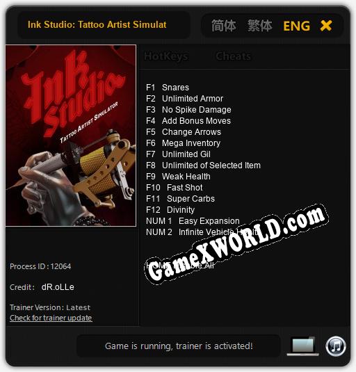 Трейнер для Ink Studio: Tattoo Artist Simulator [v1.0.9]