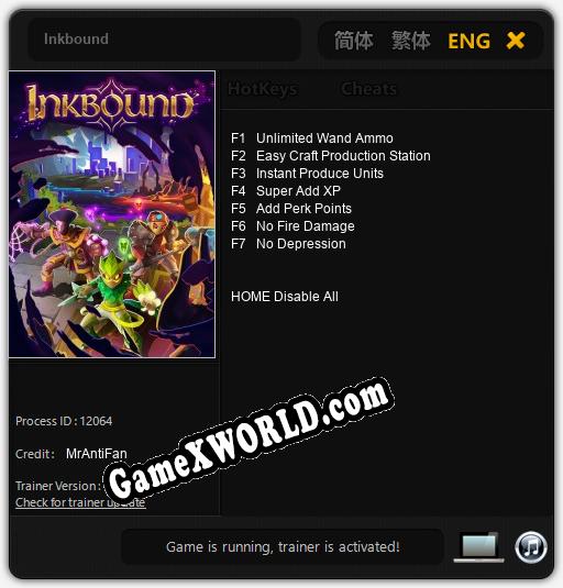 Inkbound: Трейнер +7 [v1.7]