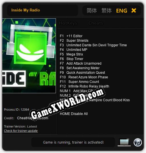 Трейнер для Inside My Radio [v1.0.3]