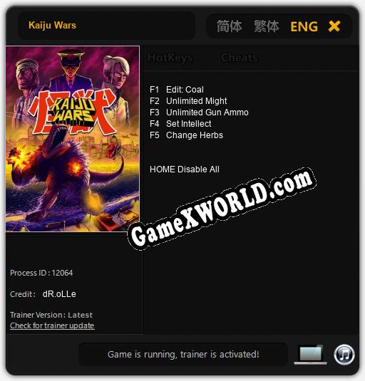 Трейнер для Kaiju Wars [v1.0.2]