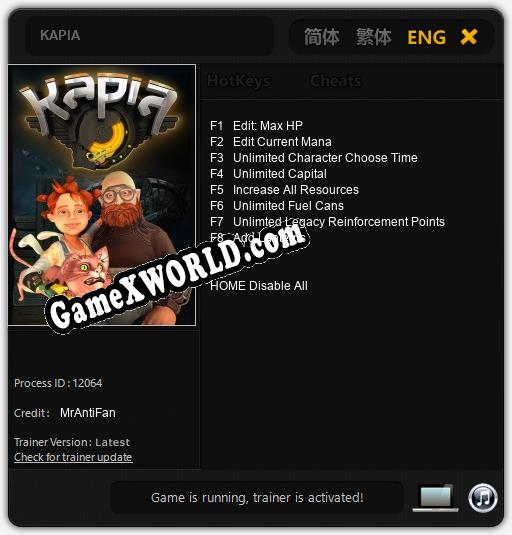 KAPIA: Трейнер +8 [v1.3]