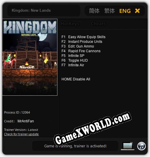 Трейнер для Kingdom: New Lands [v1.0.4]