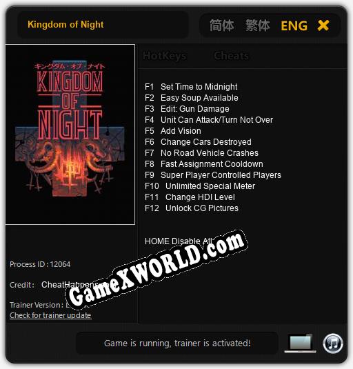 Kingdom of Night: Трейнер +12 [v1.2]