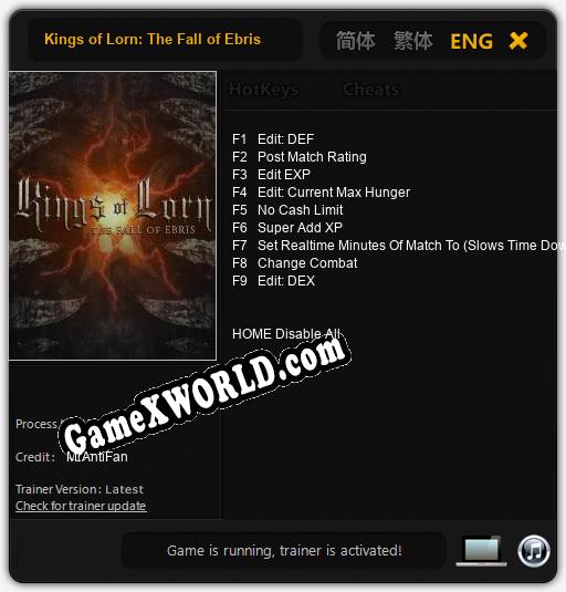 Kings of Lorn: The Fall of Ebris: ТРЕЙНЕР И ЧИТЫ (V1.0.3)