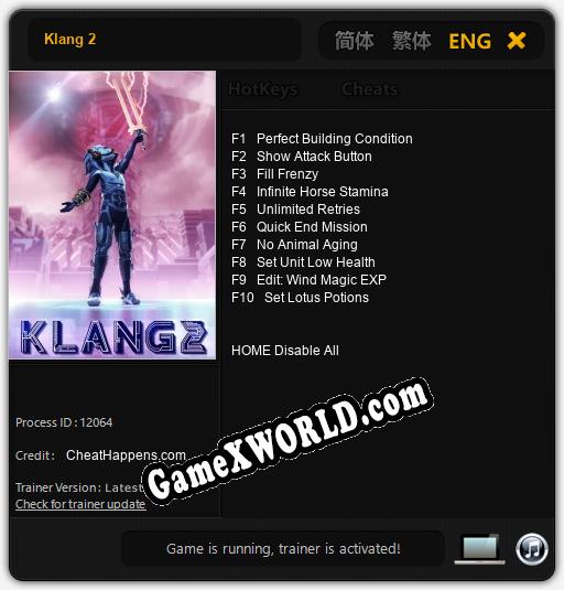 Трейнер для Klang 2 [v1.0.3]
