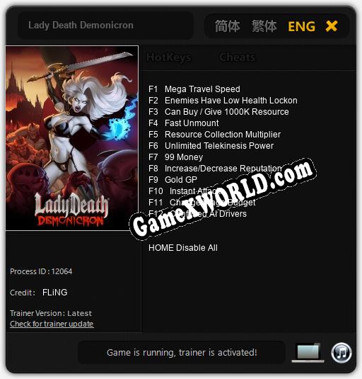 Lady Death Demonicron: ТРЕЙНЕР И ЧИТЫ (V1.0.80)